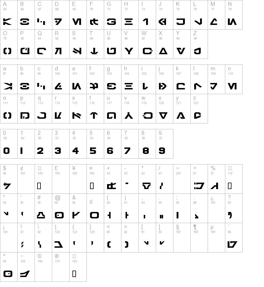 standard galactic alphabet font